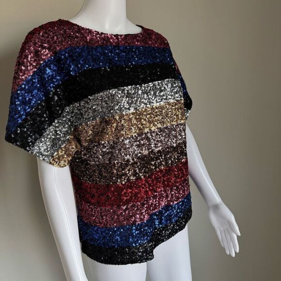 GAP Sequined Rainbow Top Size Small - Picture 3 of 6